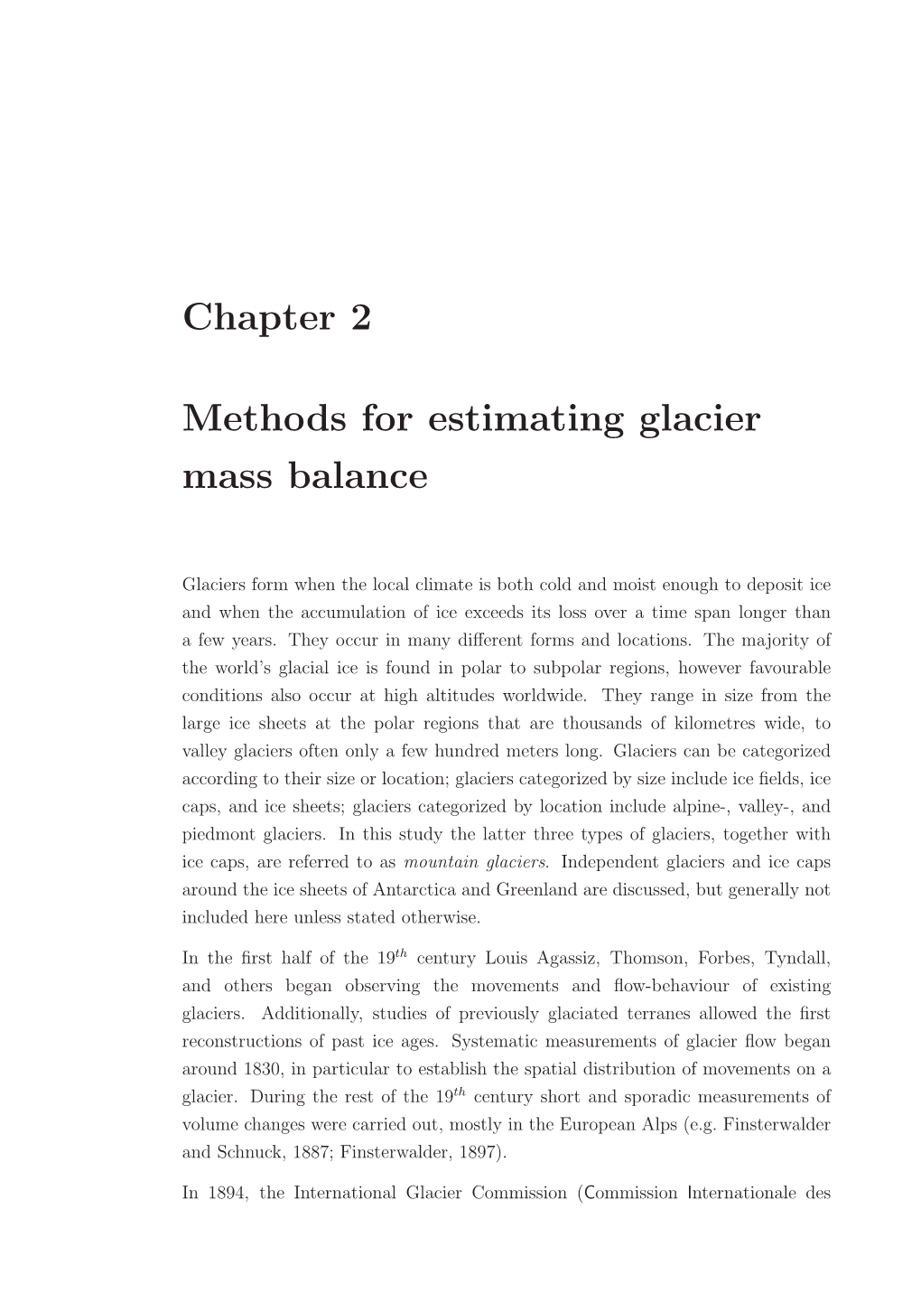 Chapter 2 Methods for Estimating Glacier Mass Balance