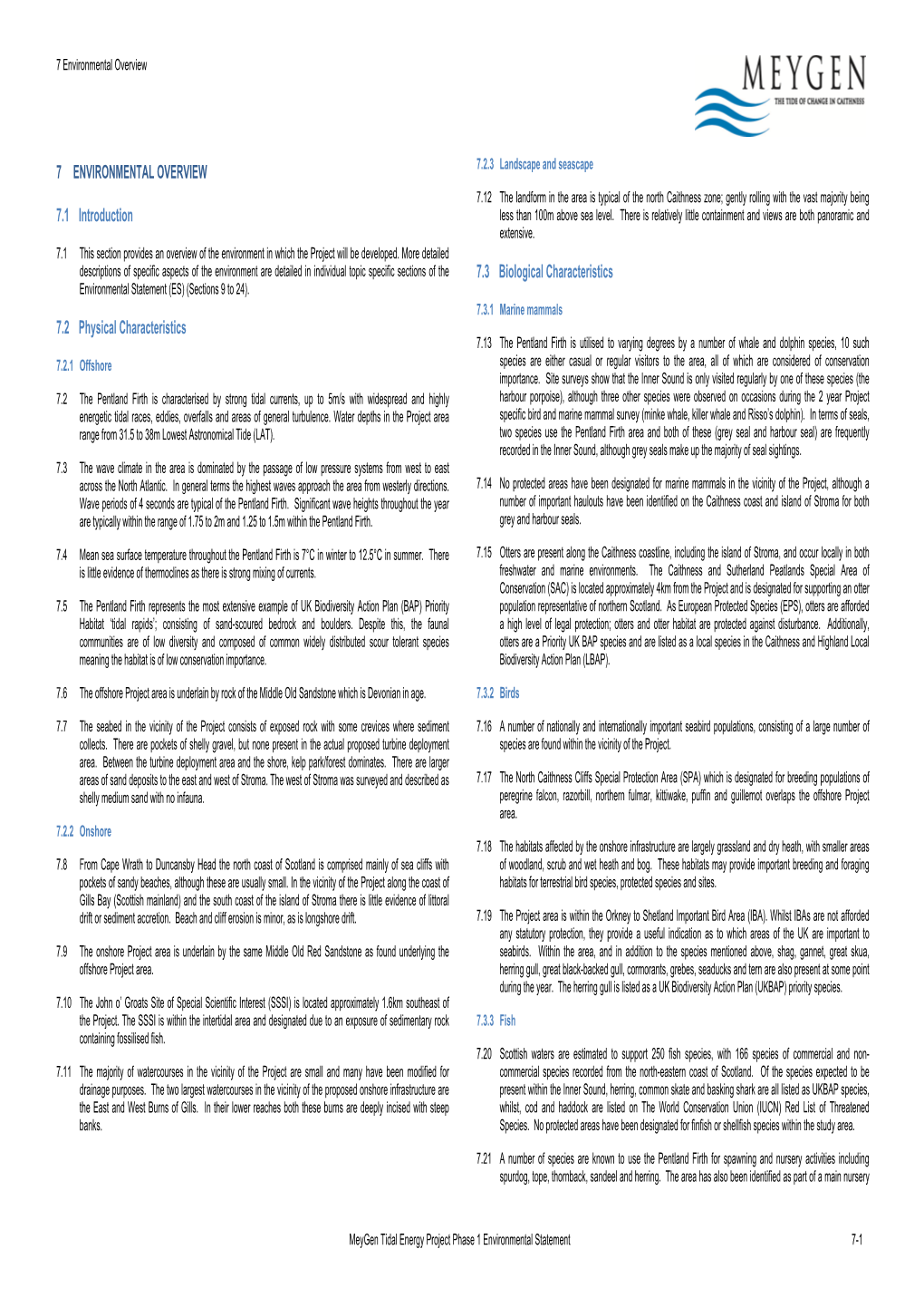 Chapter 7 Environmental Overview