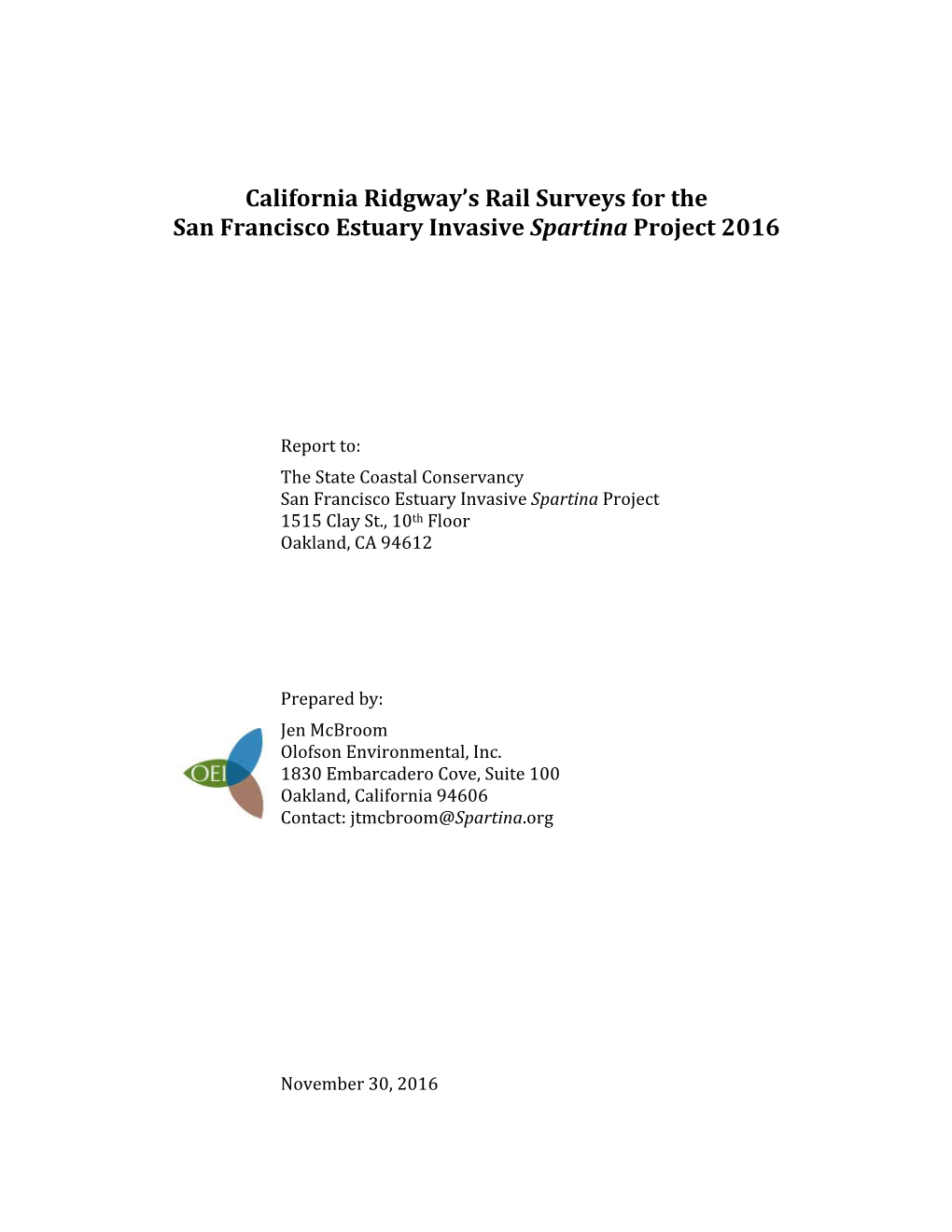 California Ridgway's Rail Surveys for the San