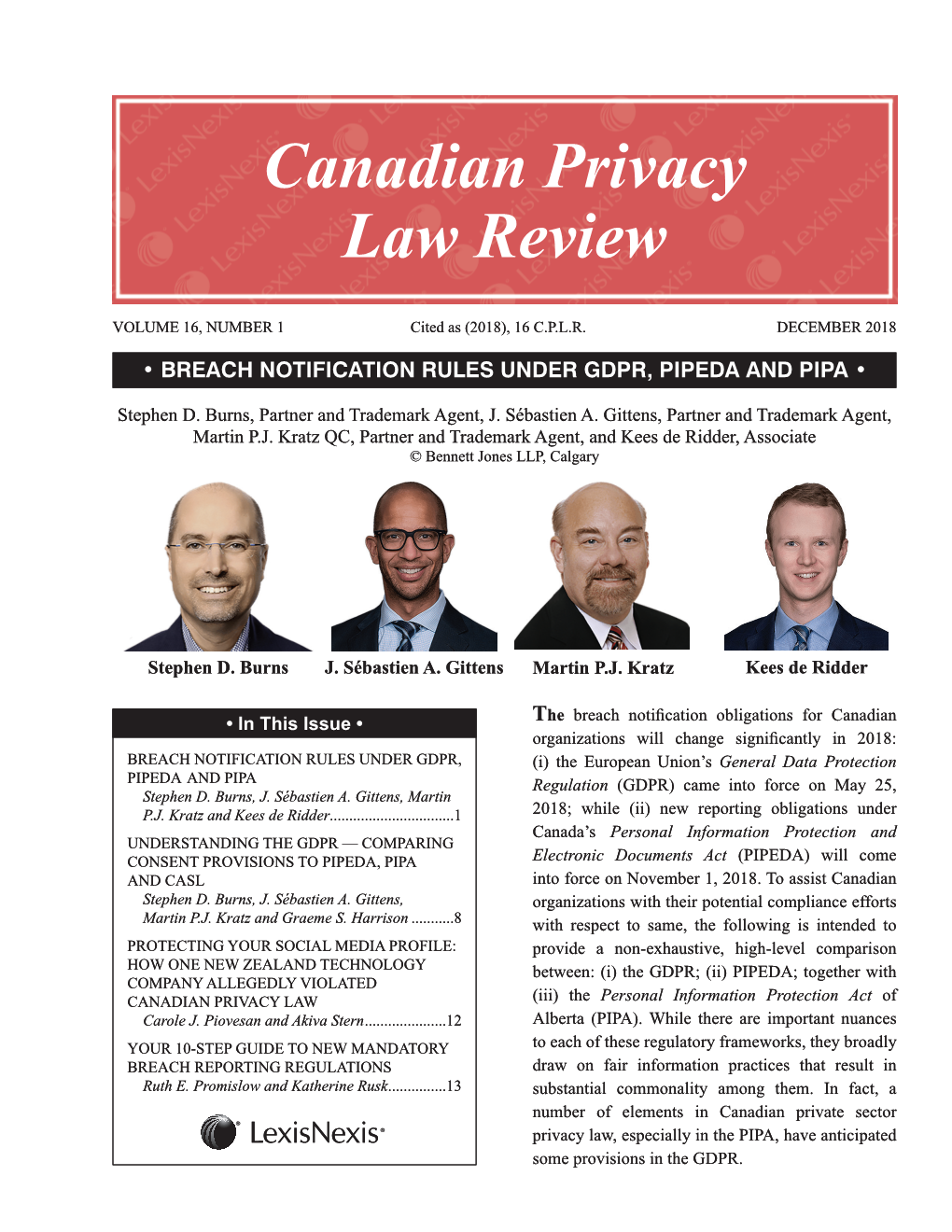 Canadian Privacy Law Review