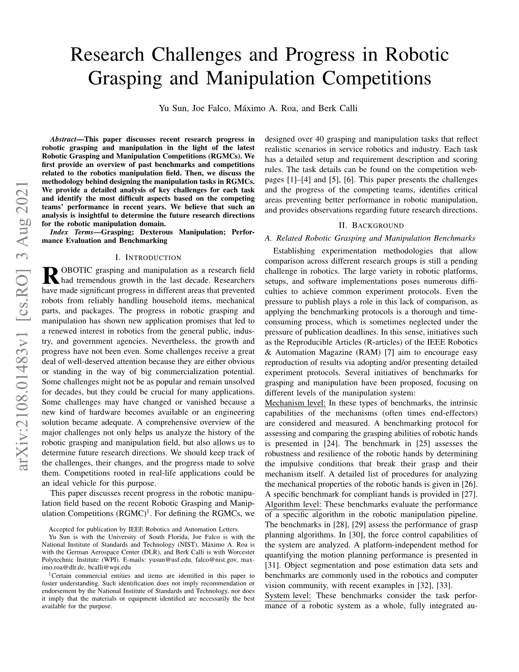 Research Challenges and Progress in Robotic Grasping and Manipulation Competitions