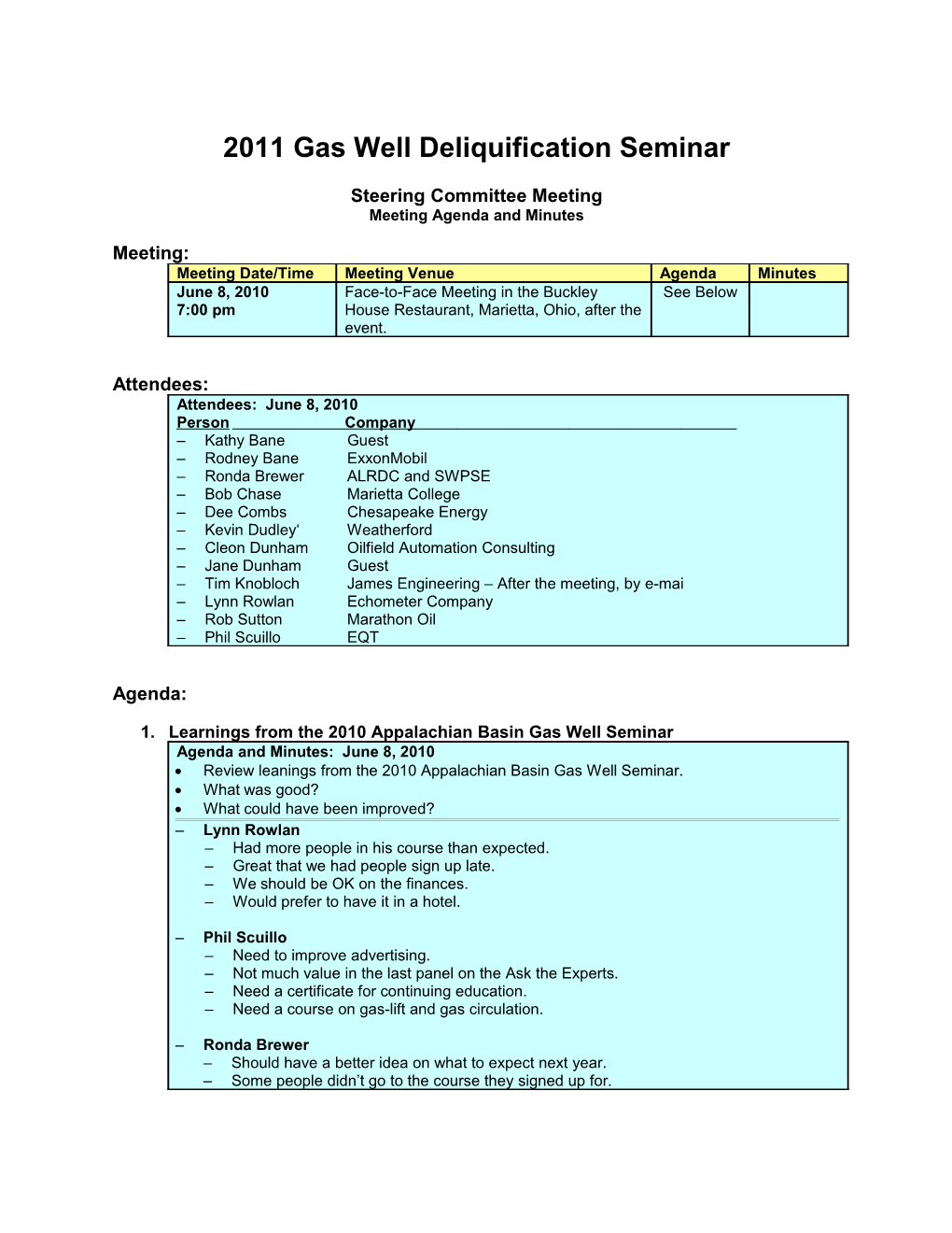 Appalachian Basin Gas Well Deliquification Seminar June 8, 2010 Page 2