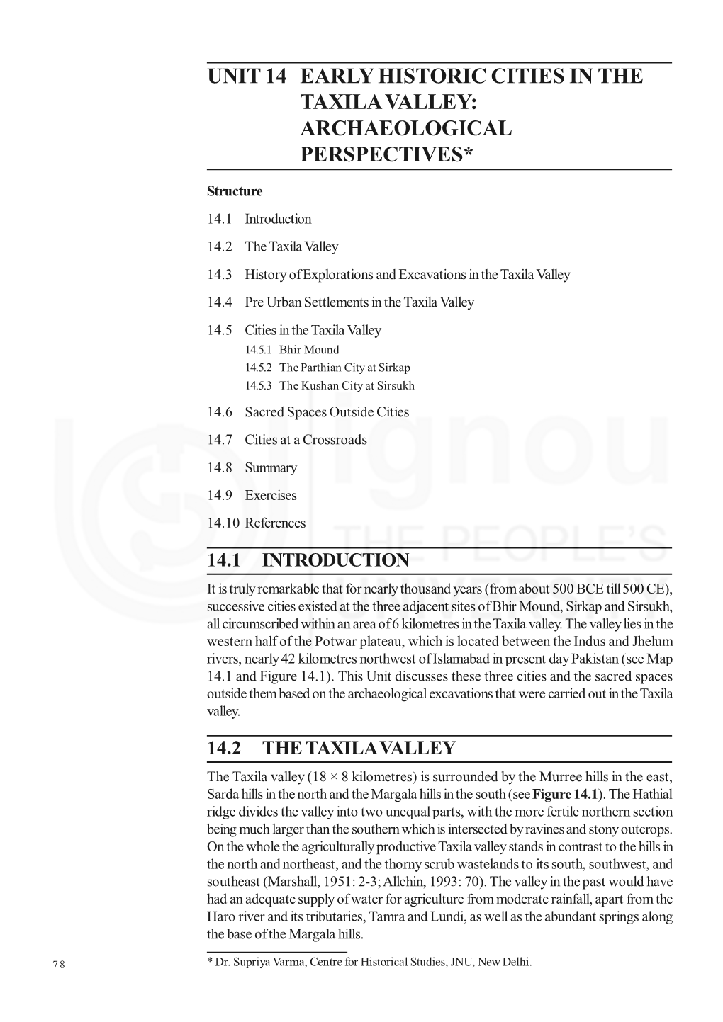 Unit 14 Early Historic Cities in the Taxila Valley: Archaeological Perspectives*