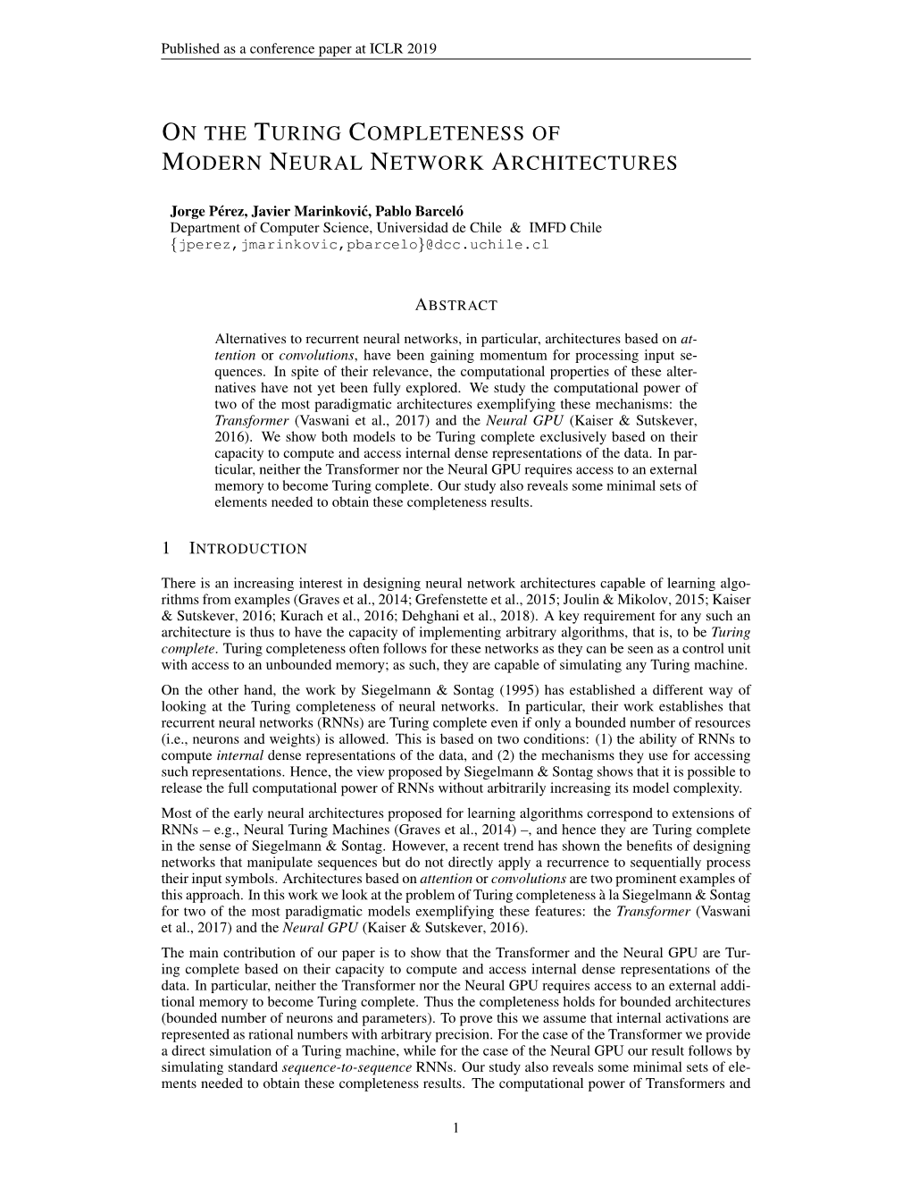 On the Turing Completeness of Modern Neural Network