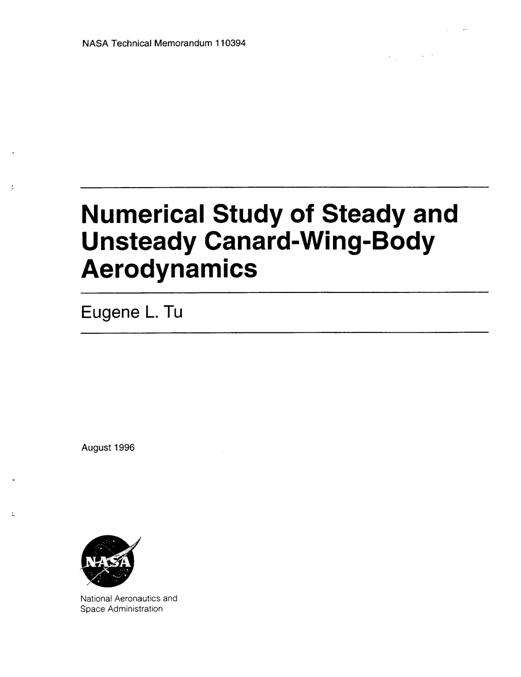 Numerical Study of Steady and Unsteady Canard-Wing-Body Aerodynamics