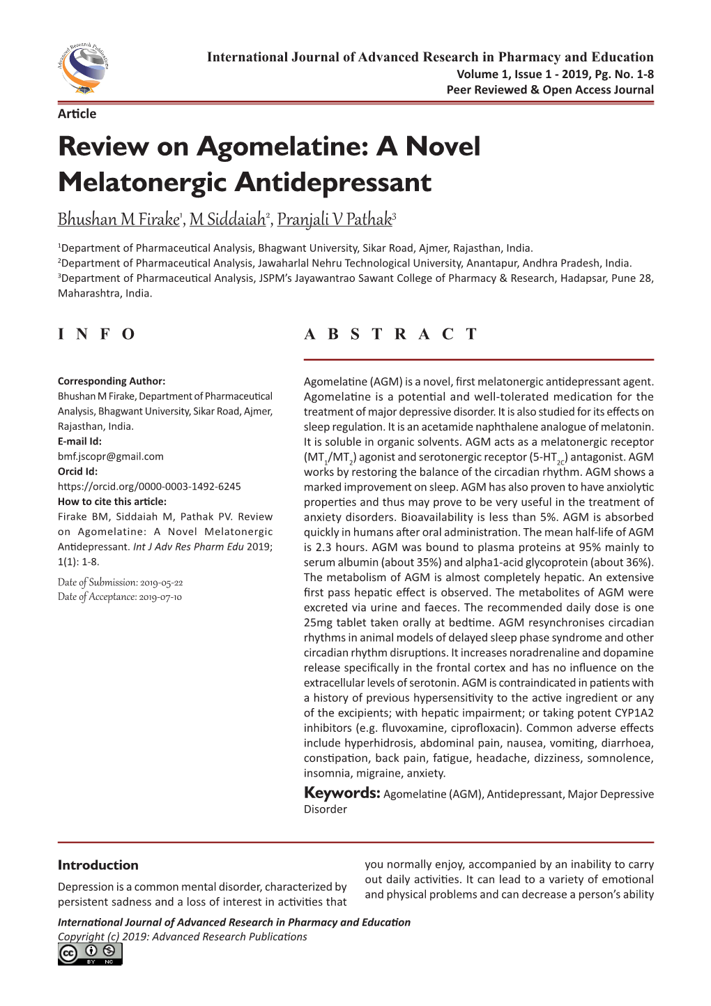 Review on Agomelatine: a Novel Melatonergic Antidepressant