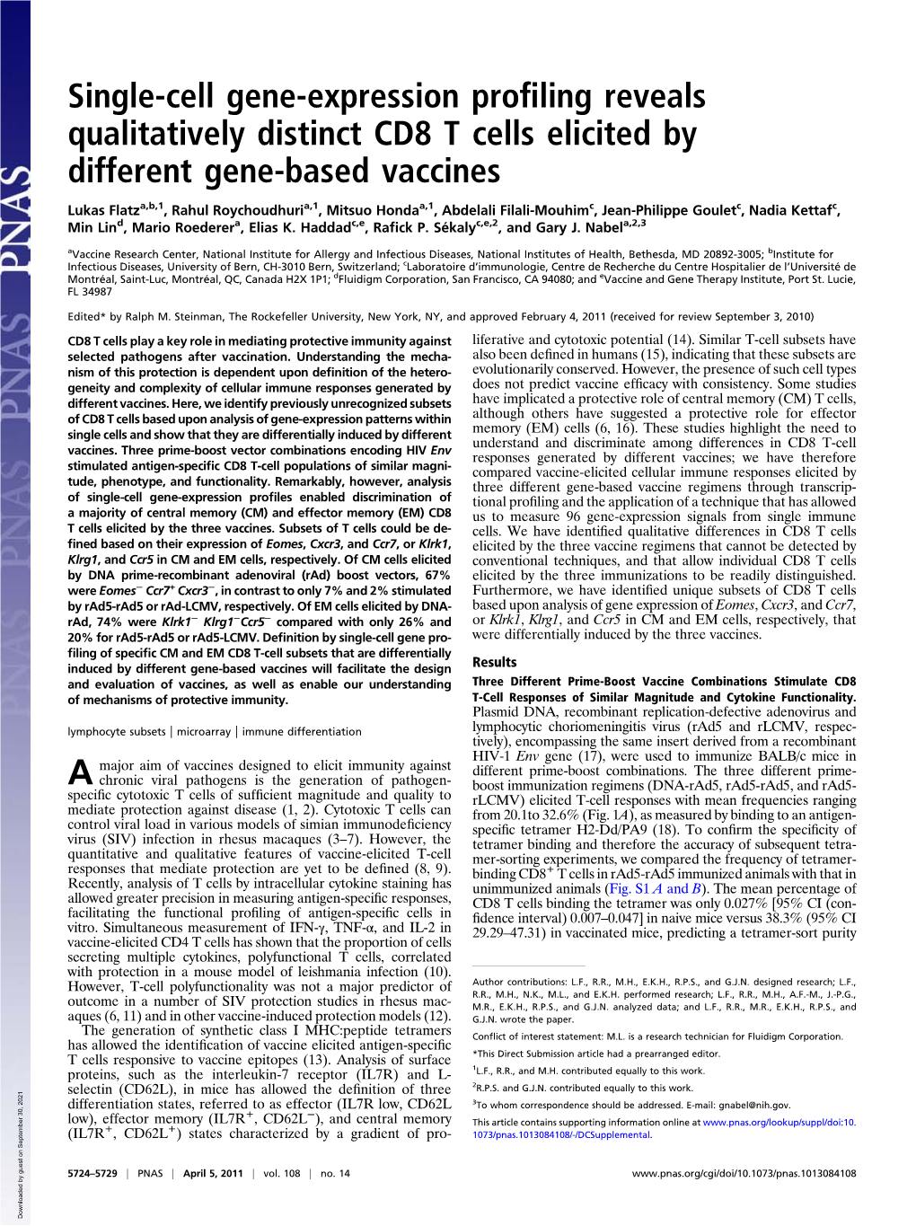 Single-Cell Gene-Expression Profiling Reveals Qualitatively Distinct CD8 T