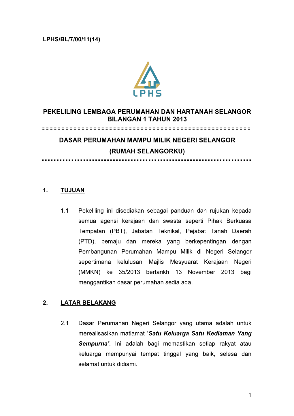 LPHS Circular Bil 1/2013 – Rumah Selangorku