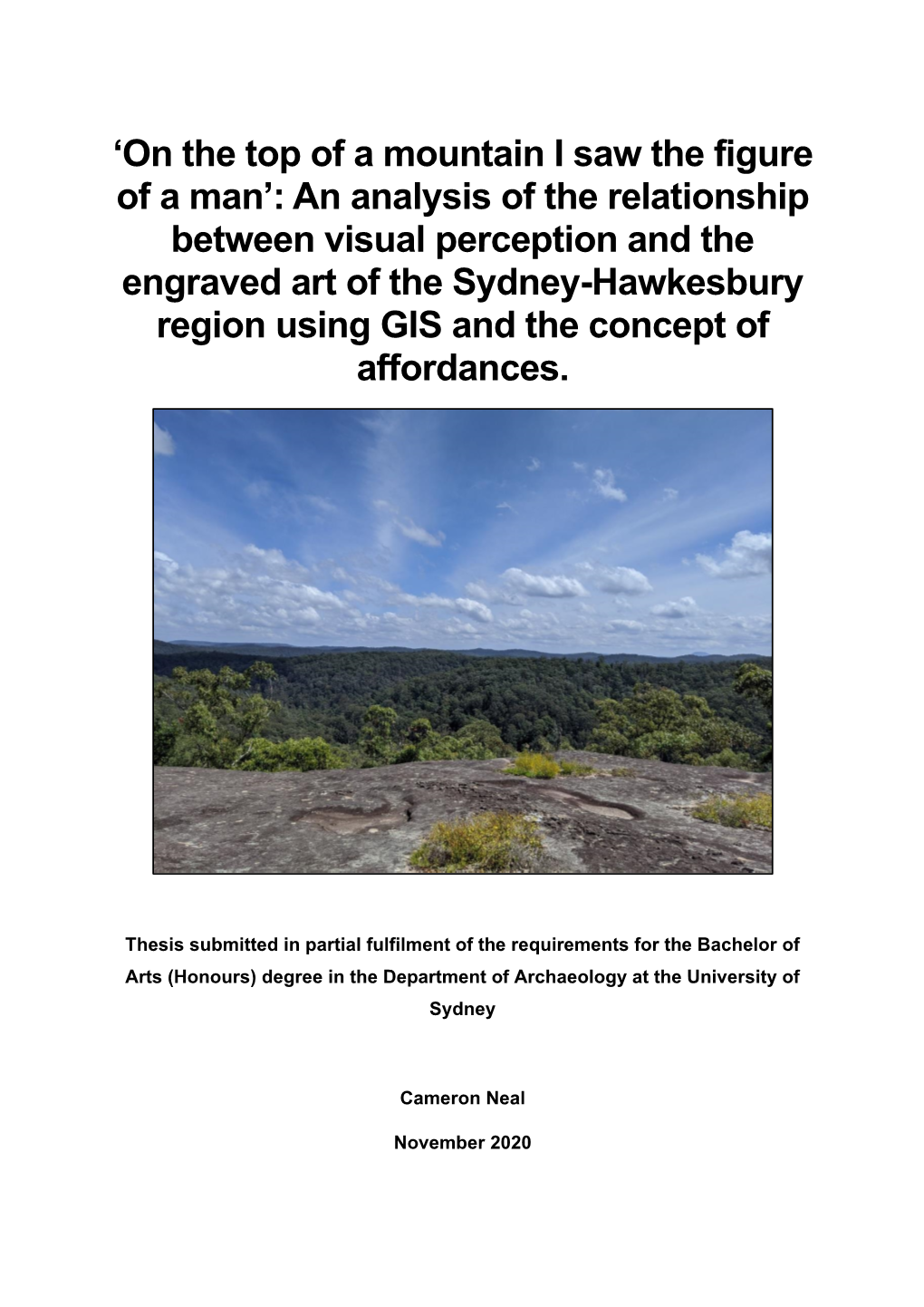 An Analysis of the Relationship Between Visual Perception and the Engraved Art of the Sydney-Hawkesbury Region Using GIS and the Concept of Affordances