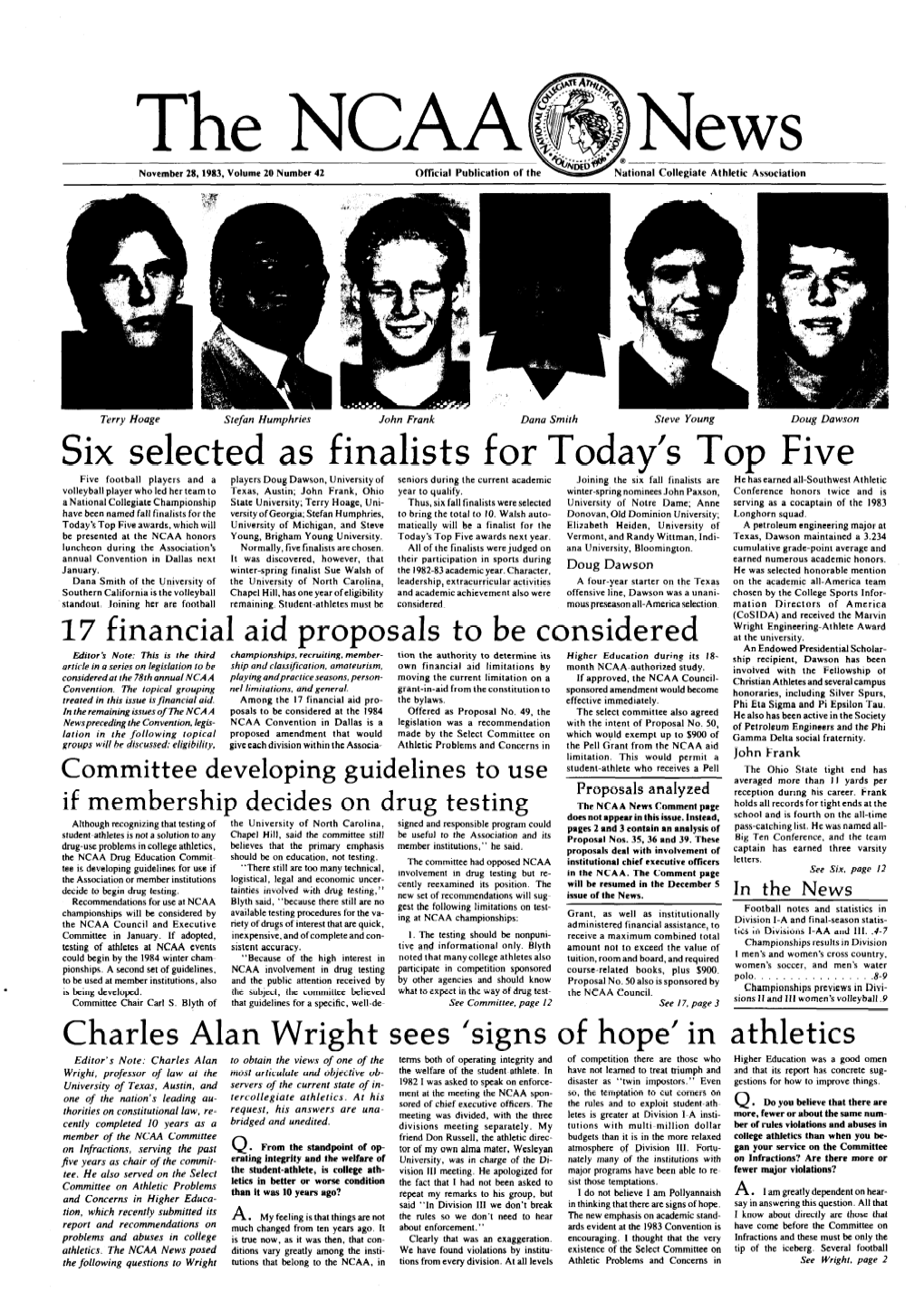 November 28,1983, Volume 20 Number 42 Official Publication of the National Collegiate Athletic Association