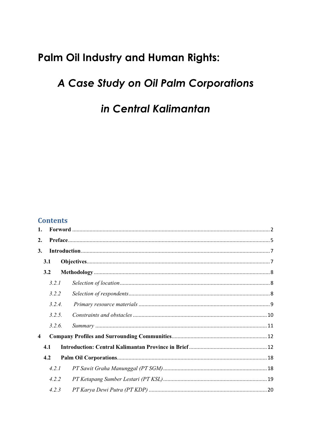 Palm Oil Industry and Human Rights: a Case Study on Oil Palm