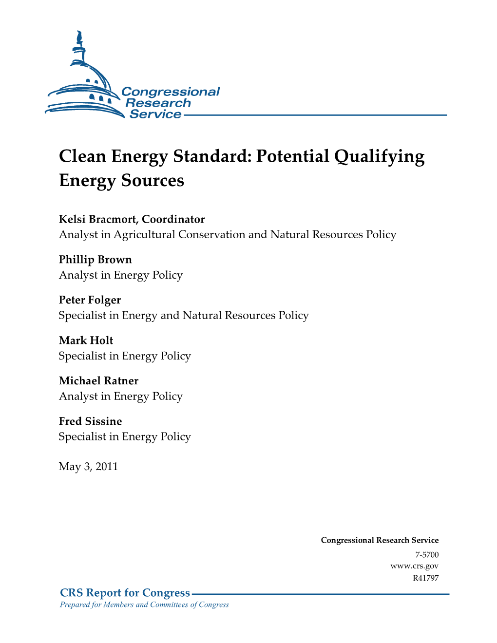 Clean Energy Standard: Potential Qualifying Energy Sources