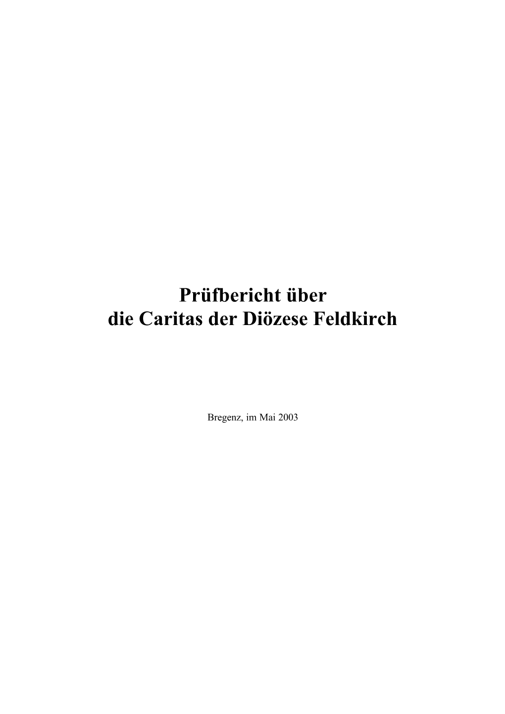 Prüfbericht Über Die Caritas Der Diözese Feldkirch