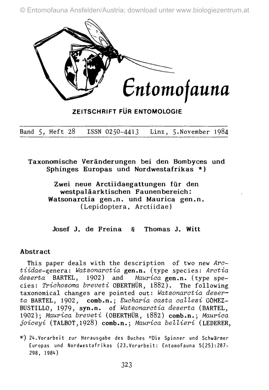 ßntomojauna ZEITSCHRIFT FÜR ENTOMOLOGIE