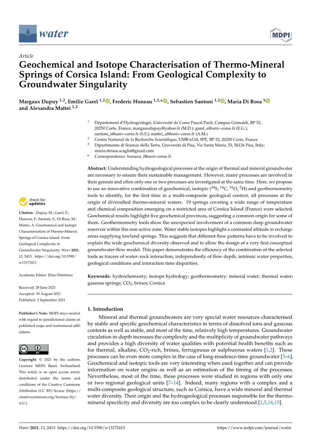 Geochemical and Isotope Characterisation of Thermo-Mineral Springs of Corsica Island: from Geological Complexity to Groundwater Singularity