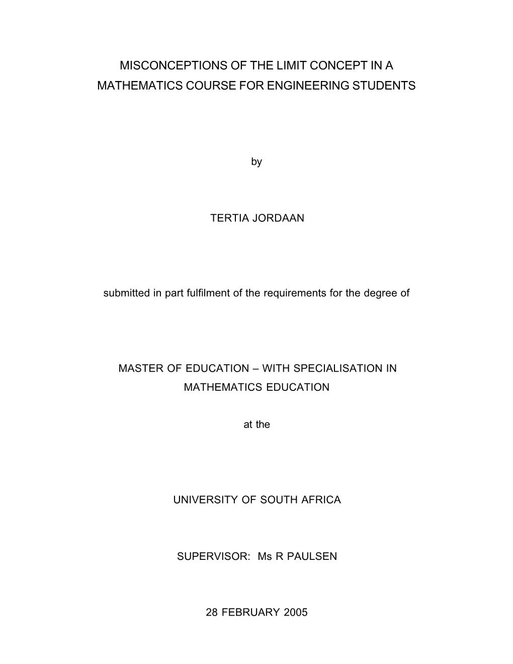 Misconceptions of the Limit Concept in a Mathematics Course for Engineering Students