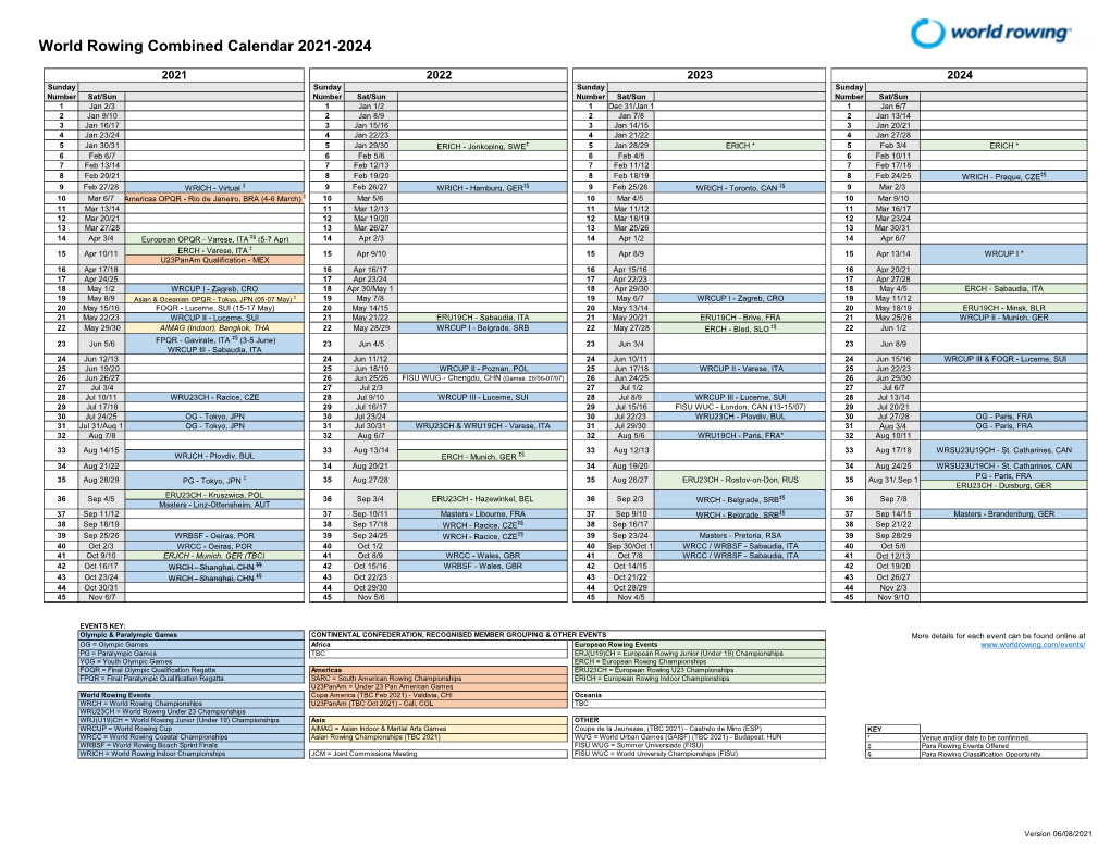 Combined Events Calendar 2021-2024 At