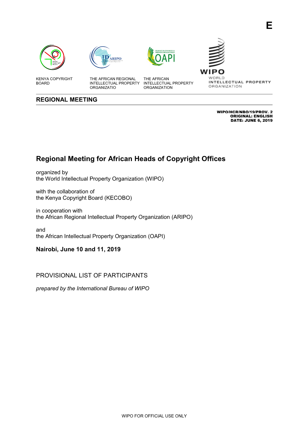 Regional Meeting for African Heads of Copyright Offices