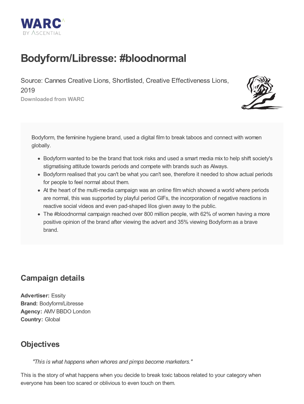 Bodyform/Libresse: #Bloodnormal