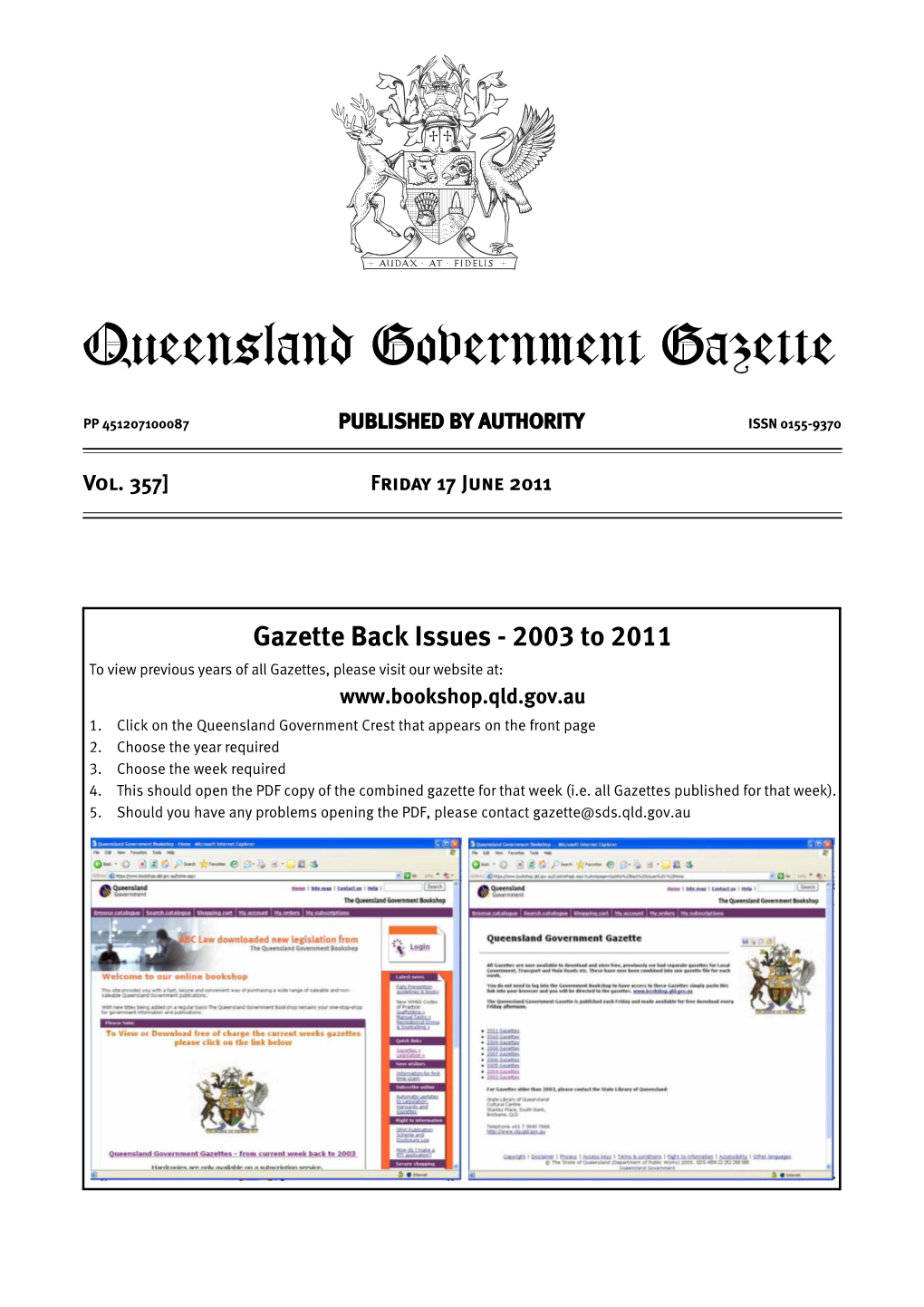 Queensland Government Gazette Extraordinary PP 451207100087 PUBLISHED by AUTHORITY ISSN 0155-9370