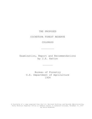 The Proposed Cochetopa Forest Reserve, in Colorado
