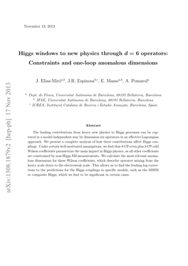 Higgs Windows to New Physics Through D= 6 Operators: Constraints