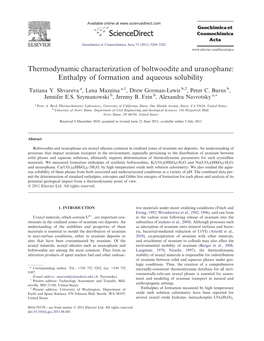 Thermodynamic Characterization of Boltwoodite and Uranophane: Enthalpy of Formation and Aqueous Solubility