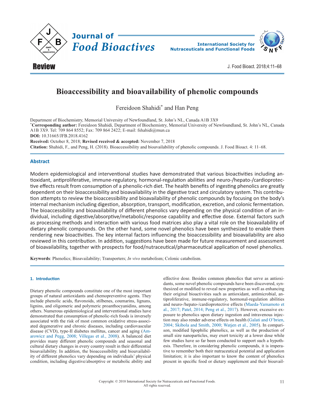 Bioaccessibility and Bioavailability of Phenolic Compounds