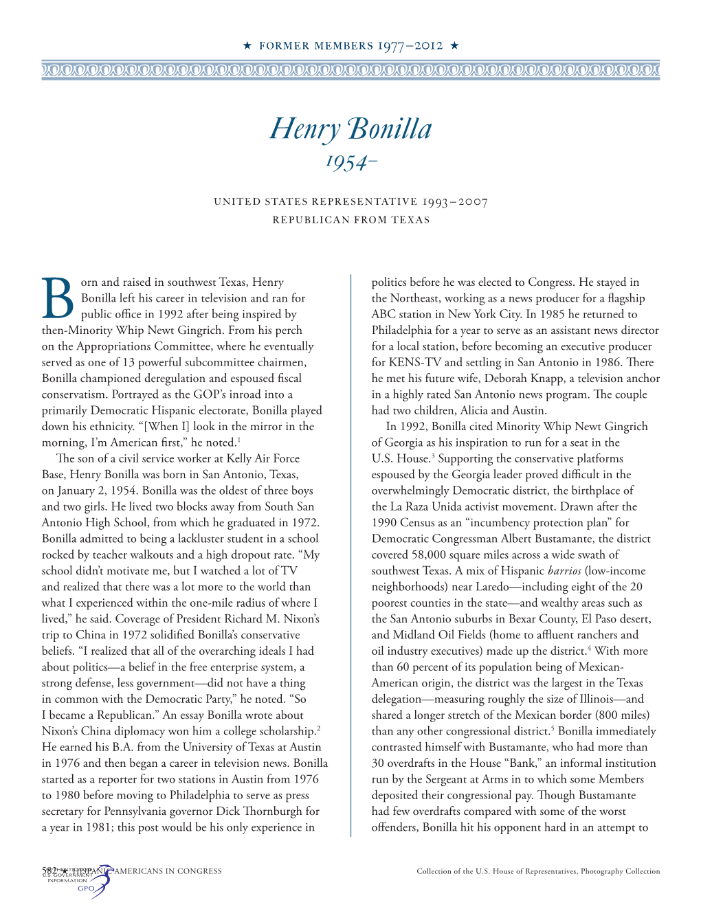 Henry Bonilla 1954–