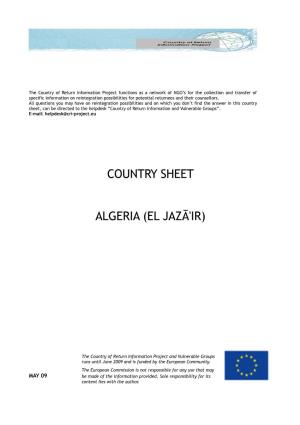 Country Sheet Algeria Is a Product of the CRI Project