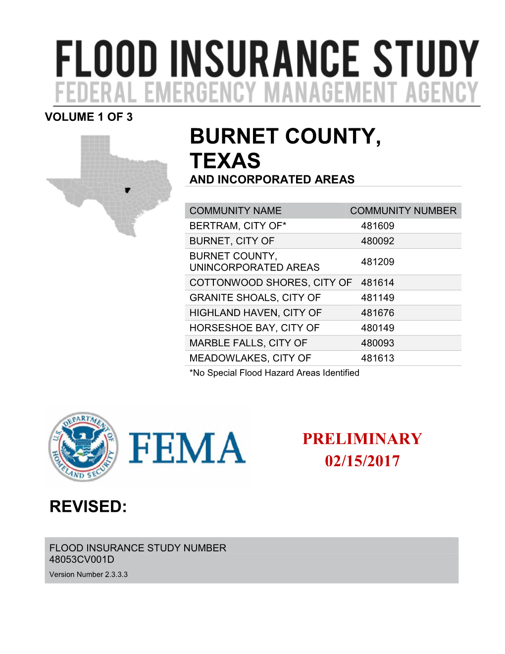 FEMA Flood Insurance Study Volume 1 of 3