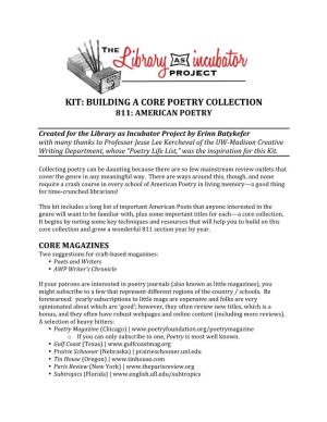 Building a Core Poetry Collection 811: American Poetry