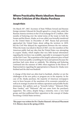 Reasons for the Criticism of the Alaska Purchase