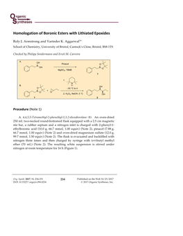 Homologation of Boronic Esters with Lithiated Epoxides