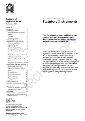 Statutory Instruments Revised May 2008