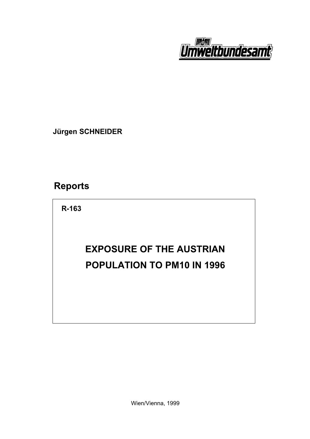 Exposure of the Austrian Population to Pm10 in 1996