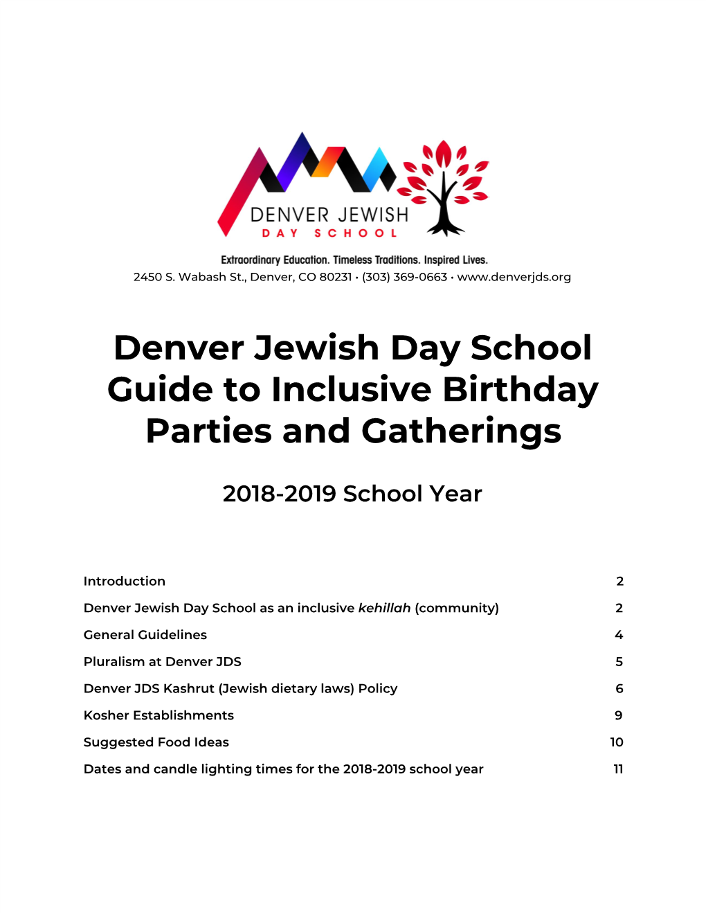 Denver Jewish Day School Guide to Inclusive Birthday Parties and Gatherings