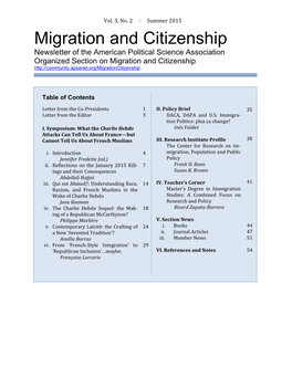 Migration and Citizenship Newsletter of the American Political Science Association