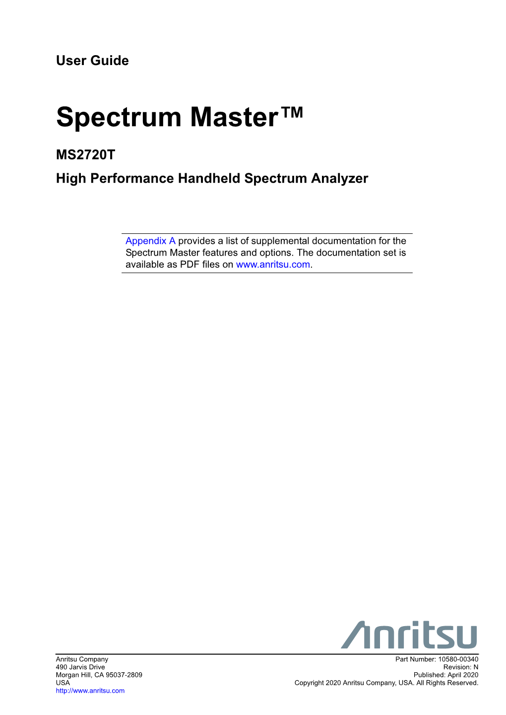 Spectrum Master User Guide MS2720T