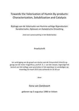 Towards the Valorization of Humin By-Products: Characterization, Solubilization and Catalysis