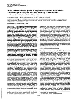 Paleobiological Insights Into the Meaning of Coevolution (Cretaceous/Gracilaridae/Nepticulidae/Magnolidae/Platanoid) C