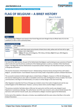 FLAG of BELGIUM – a BRIEF HISTORY Where in the World