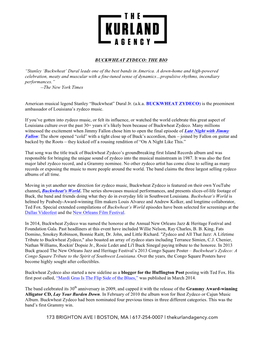 173 BRIGHTON AVE | BOSTON, MA | 617-254-0007 | Thekurlandagency.Com BUCKWHEAT ZYDECO: the BIO “Stanley 'Buckwheat' Dural L