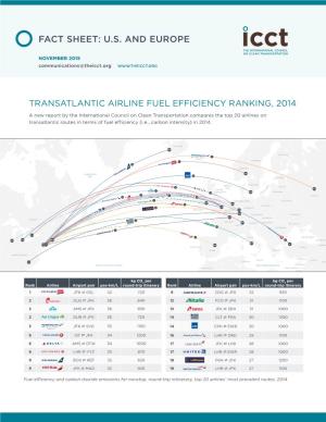 Fact Sheet: Transatlantic Airline Fuel Efficiency Ranking, 2014