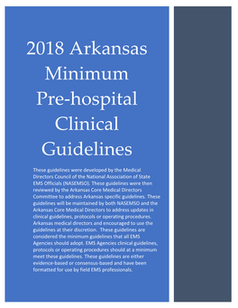 2018 Arkansas Minimum Pre-Hospital Clinical Guidelines