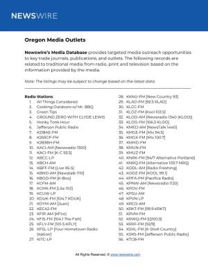 Oregon Media Outlets