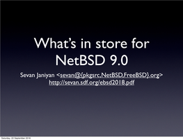 What's in Store for Netbsd