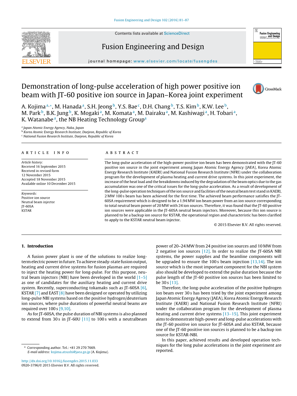 Demonstration of Long-Pulse Acceleration of High Power Positive Ion