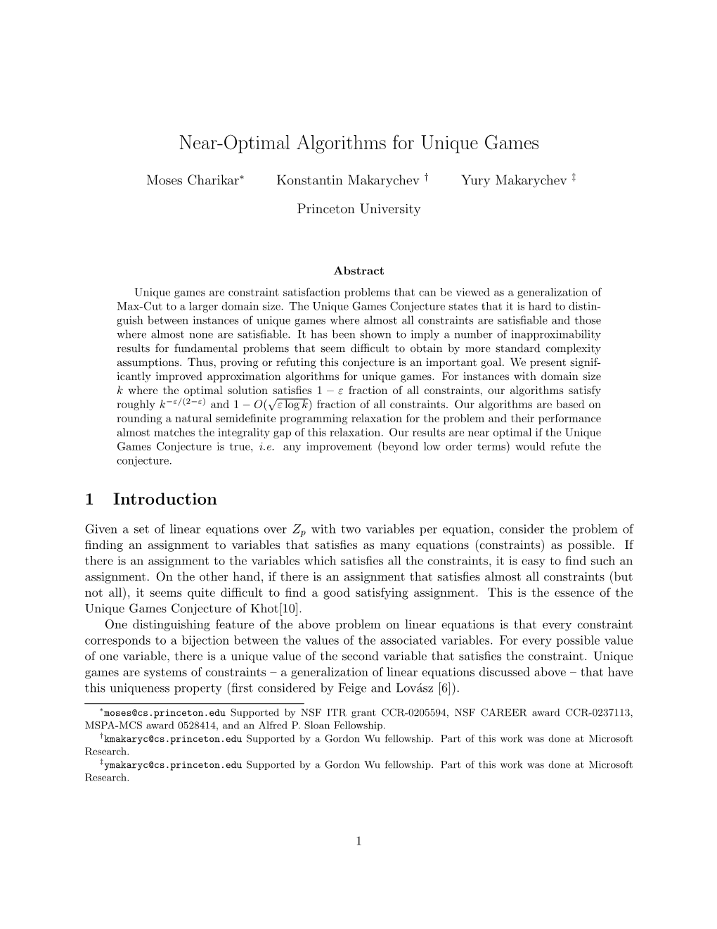 Near-Optimal Algorithms for Unique Games