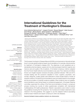 International Guidelines for the Treatment of Huntington's Disease